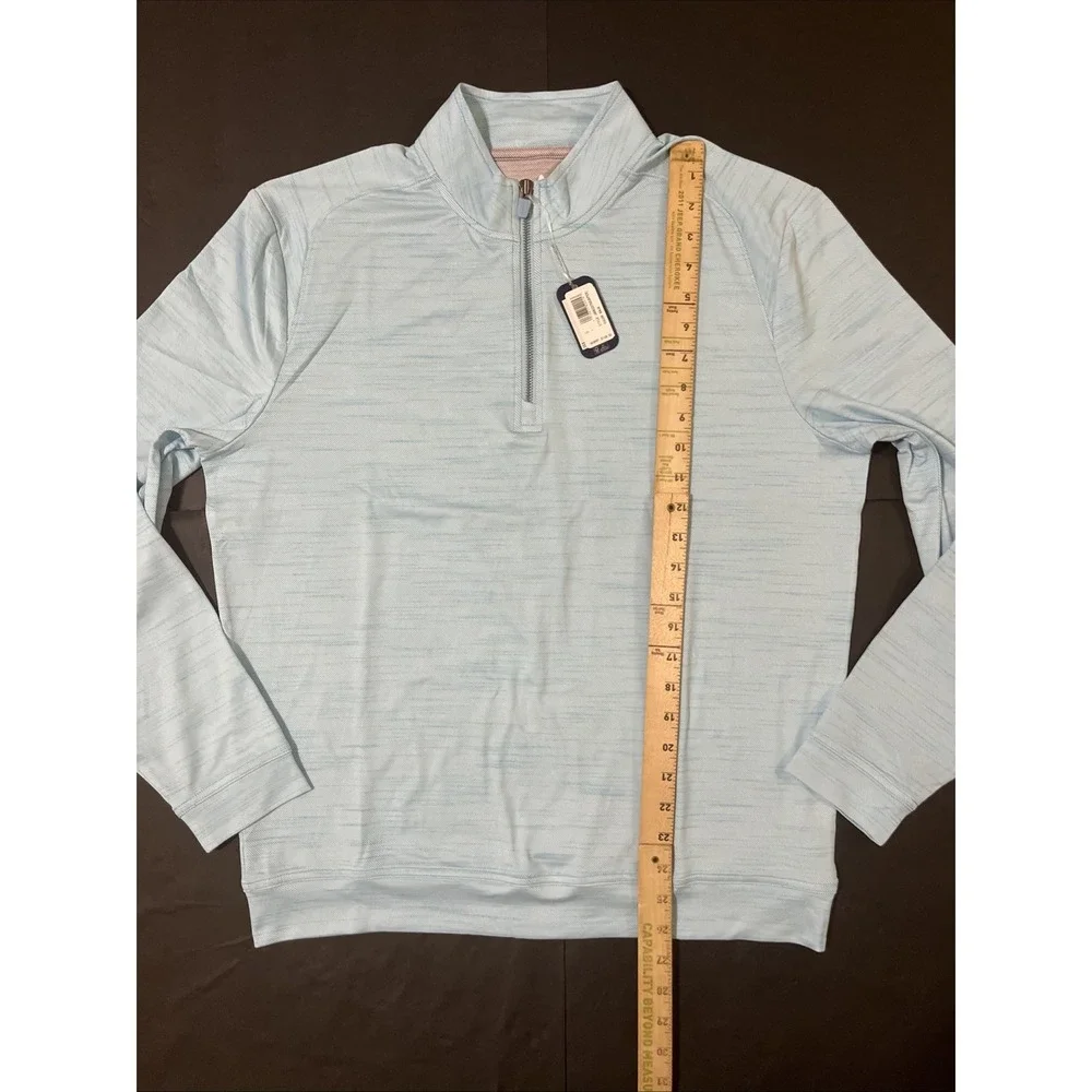 Johnnie-O Apex 1/4 Zip Active Pullover Mens Medium Baja Blue Heather NWT $148 - Picture 10 of 11